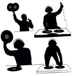 Dj silhouettes vector image