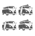 Vintage camper bus van with surfboards vector image
