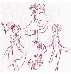 Romantic brides vector image