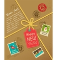 Christmas gift with vintage postage stamps vector image