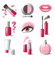 Glamourous make-up icons set - vector image
