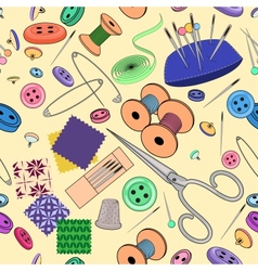Seamless pattern with sewing stuff vector image