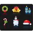 Christmas black background icon set vector image