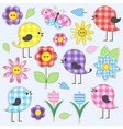 Cute birds and flowers vector image