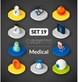 Isometric flat icons set 19 vector image