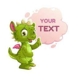 Funny cartoon little green dragon vector image