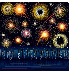 Fireworks in the night city vector image