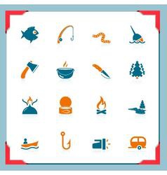 Fishing icons - in a frame series vector image