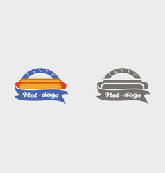 Hotdog badge labels logos or icons design Hotdog badge labels logos or icons design vector image