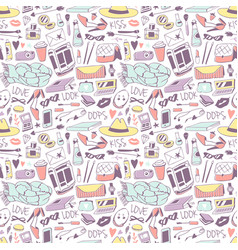 Cute feminine stuff hand drawn vector image