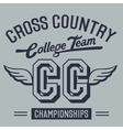 Cross Country College Team t-shirt design vector image