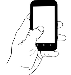 Hand holding mobile phone Hand holding mobile phone vector image