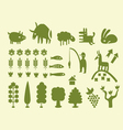 Silhouettes of trees and animals vector image