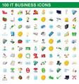 100 it business icons set cartoon style 100 it business icons set cartoon style vector image