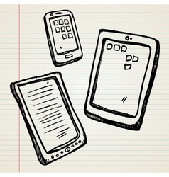 Sketches of a e-book tablet and smartphone vector image