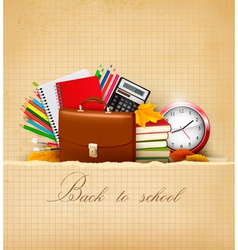 Old background with school supplies vector image