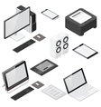 Computer and office devices detailed isometric Computer and office devices detailed isometric vector image