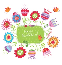 Greeting card with funny birds vector image