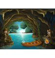 A young girl and boy inside the cave vector image