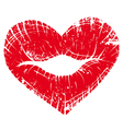 Lip print heart vector image