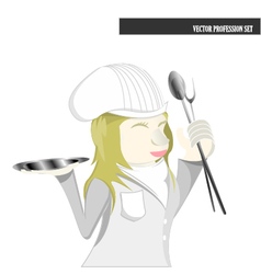 Profession set chef female cartoon vector image