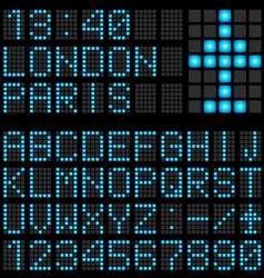 Set blue letters on a mechanical timetable vector image