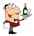 Friendly Caucasian Male Butler Serving Wine vector image