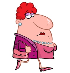 Woman In Pink Wears Pearls vector image