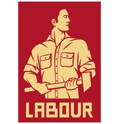 Worker holding a hammer poster vector image