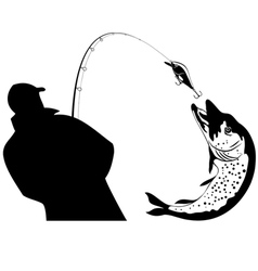 Fishing fisherman and pike vector image