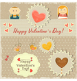 Vintage Valentines Day Card with Sweet Hearts vector image
