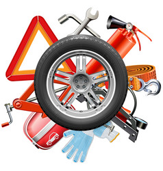 Wheel with car accessories Wheel with car accessories vector image