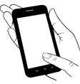 Hand holding mobile phone vector image