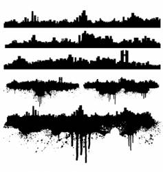 Urban skylines splatter collection vector image
