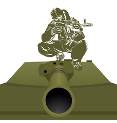 A soldier on the tank vector image