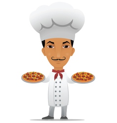 Chef with two pizzas vector image