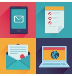 Communication icons in flat retro style vector image