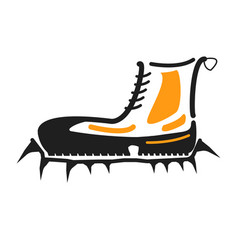 Boots with crampons isolated on white background Boots with crampons isolated on white background vector image