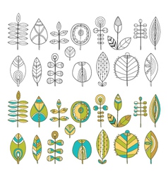 Set of hand drawn leaves vector image