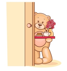 Teddy breakfast tray vector image