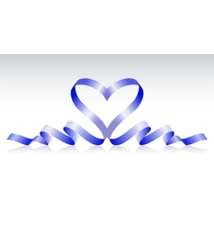 Blue ribbon in the form of heart vector image