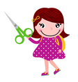 Creative girl with scissors isolated on white vector image