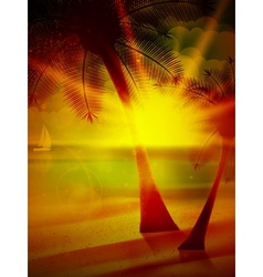 Sunset on the beach of sea Sunset on the beach of sea vector image
