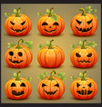 Big set of pumpkins for Halloween vector image