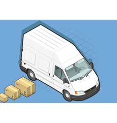 Isometric White Van in front view vector image