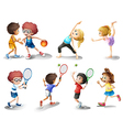 Kids exercising and playing different sports Kids exercising and playing different sports vector image