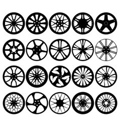 Car wheel rim silhouettes vector image
