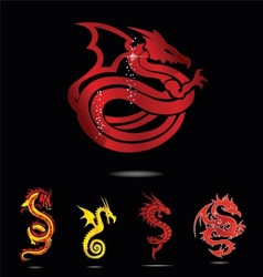Elegance asia dragon set isolated vector image