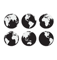Six black and white Earth globes vector image