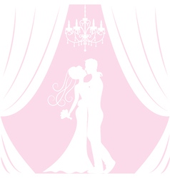 Silhouette of bride and groom vector image